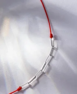 Pulsera Redline My Way Oro Blanco Hilo Rojo | 872B