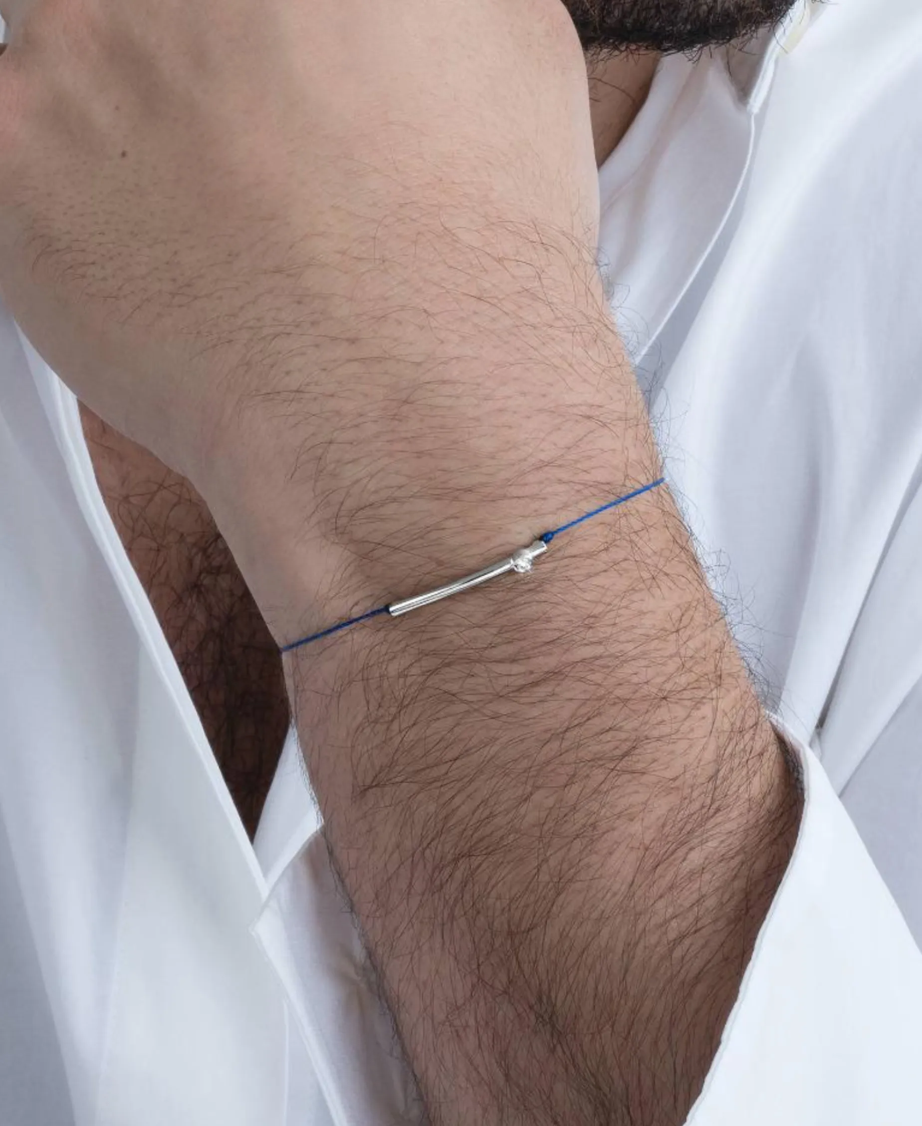 Pulsera Redline Tabue Oro Blanco Hilo Azul | 6B