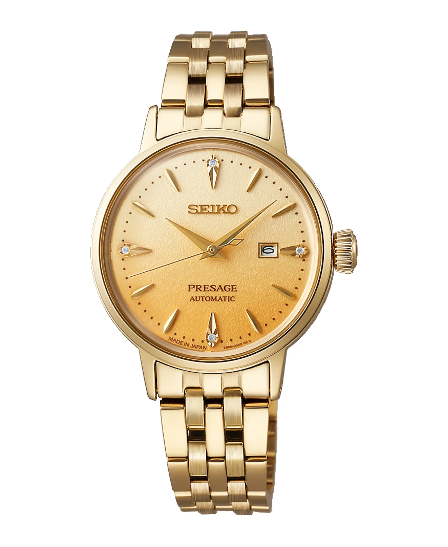 Seiko Presage Cocktail Time Eggnog Automático Diamantes Dorado 30,3 mm | SRE018J1