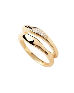 Set de Anillos PDPAOLA Onda Plata Baño Oro | AN01-C21