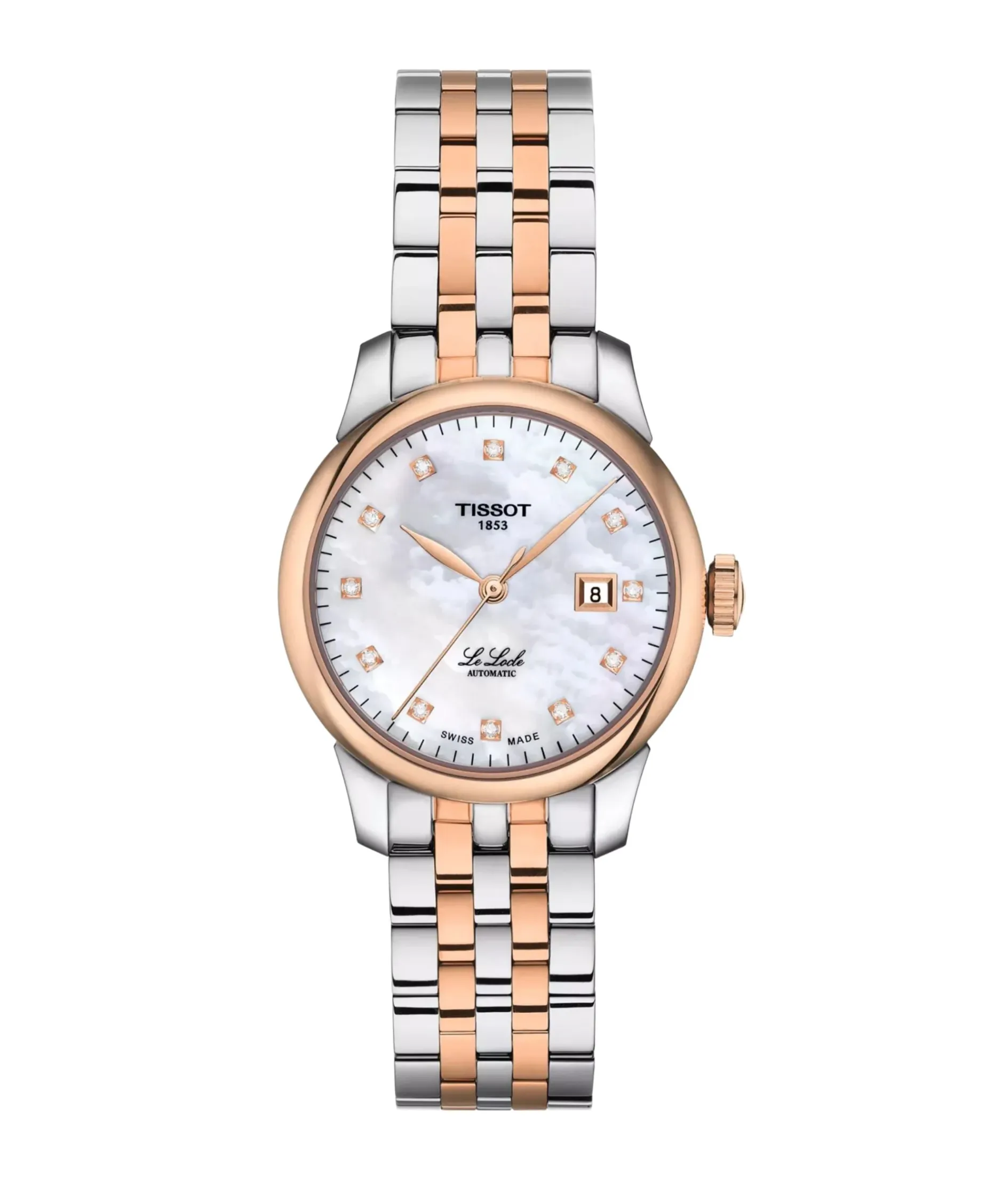 Tissot Le Locle Automático Diamantes Nácar Blanco PVD 29 mm | T006.207.22.116.00